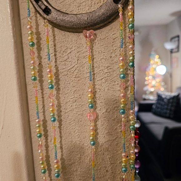 Ouija pastel pearl and crystal horseshoe suncatcher. One of a kind. - Picture 3 of 16